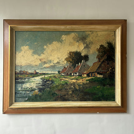 Authentic Landscape Oil Painting "Wooden Frame" Original Large Art Holland Art Shop