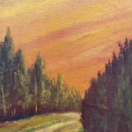 Antique Landscape Oil Painting "Country Road" Detailed Large Artwork Holland Art Shop