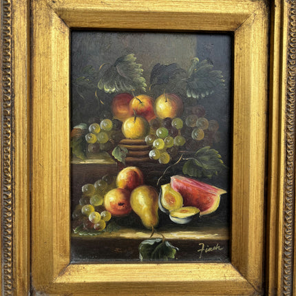 Rustic Floral Still Life Oil Painting "Fruit Bowl" Authentic Small Art Holland Art Shop