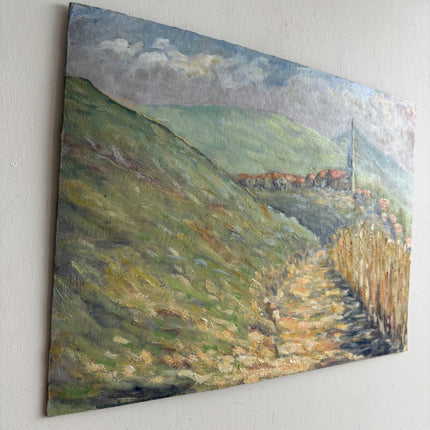 Authentic Landscape Oil Painting "Village Church" Expressive Small Artwork Holland Art Shop