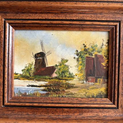 Rustic Landscape Oil Painting "Wooden Frame" Authentic Small Art Holland Art Shop