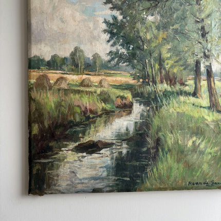 Elegant Landscape Oil Painting "Tall Tree" Rustic Belgique Art Holland Art Shop