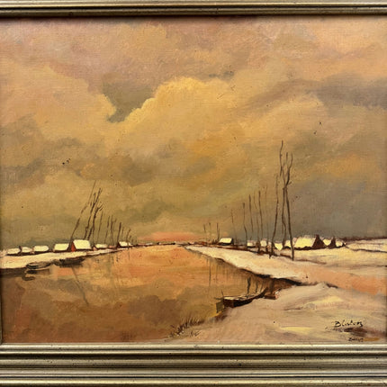 Traditional Winter Landscape Oil Painting "Snowy Houses" Large Artwork Holland Art Shop