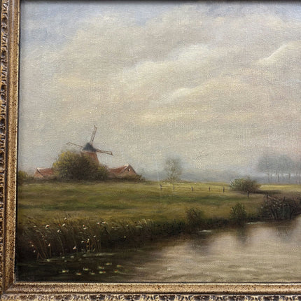 Classic Landscape Oil Painting "Windmill Field" Elegant Artwork Holland Art Shop