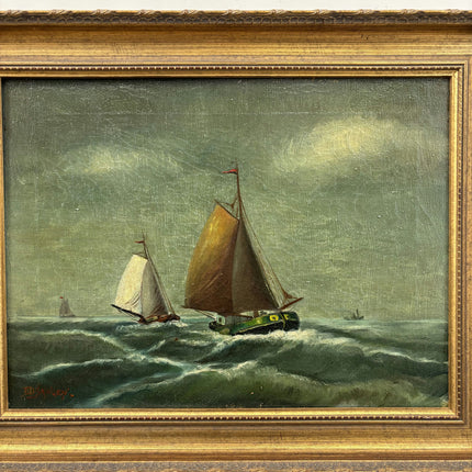 Antique Seascape Oil Painting "Framed Canvas" Refined Artwork Holland Art Shop