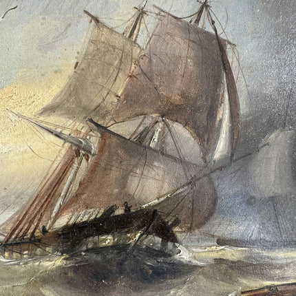 Elegant Landscape Oil Painting "Sailing Ship" Rustic Artwork Holland Art Shop