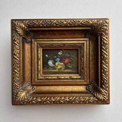Refined Floral Still Life Oil Painting "Gilded Frame" Authentic Small Artwork Holland Art Shop