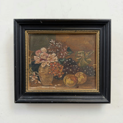 Traditional Flowery Still Life Oil Painting "Fruit Bowl" Original Small Art Holland Art Shop