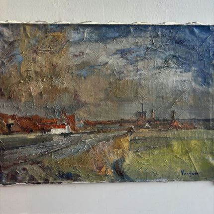 Refined Landscape Oil Painting "Seaside Village" Authentic Large Art Holland Art Shop