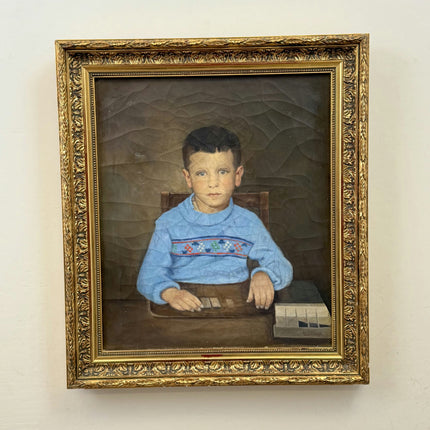 Vintage Portrait Oil Painting "Blue Eye" Original Art Holland Art Shop