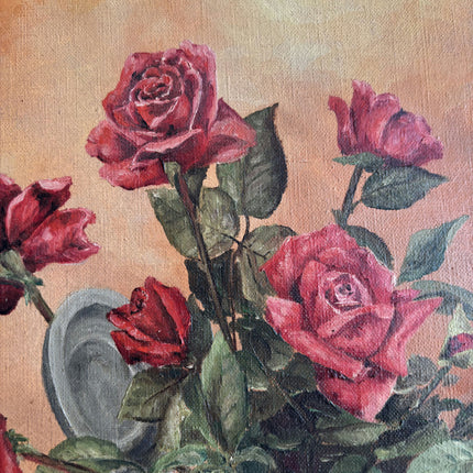 Handcrafted Floral Still Life Oil Painting "Rose Bouquet" Rustic Art Holland Art Shop