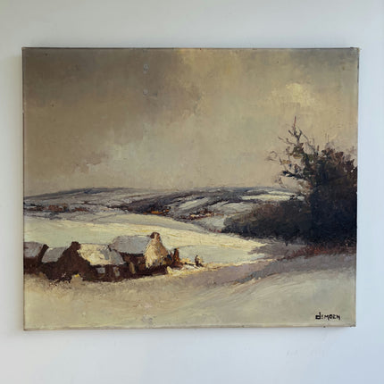 Traditional Winter Landscape Oil Painting "Snowy Houses" Detailed Art Holland Art Shop
