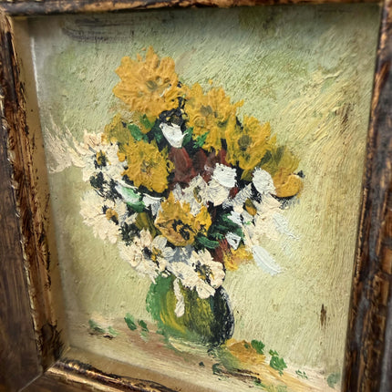 Handcrafted Floral Still Life Oil Painting "Flower Vase" Rustic Small Art Holland Art Shop
