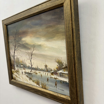 Authentic Winter Landscape Oil Painting "Leafless Tree" Elegant Small Art Holland Art Shop