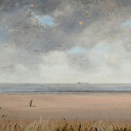Detailed Seascape Oil Painting "Walking Figure" Original Artwork Holland Art Shop
