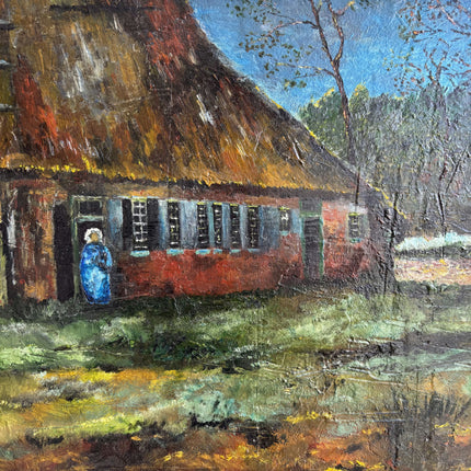 Original Landscape Oil Painting "Thatched Cottage" Expressive Art Holland Art Shop