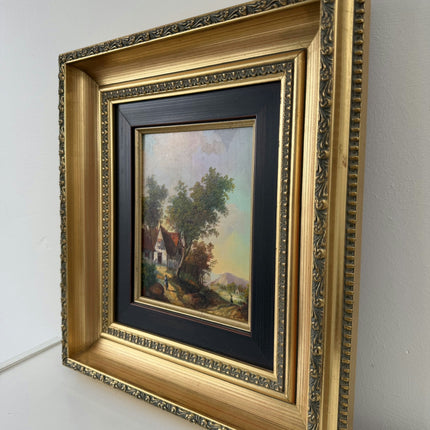 Detailed Landscape Oil Painting "Cottage Path" Traditional Small Artwork Holland Art Shop