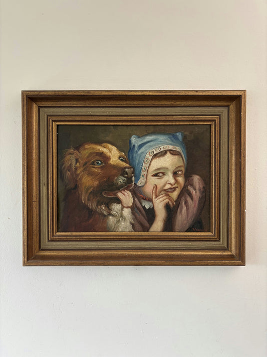 Traditional Oil Painting Animals "Playful Companions" Original Medium Artwork