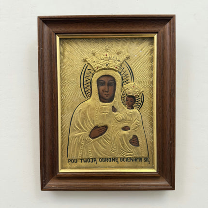 Authentic Religious  Oil Painting "Crowned Madonna" Elegant Small Art Holland Art Shop