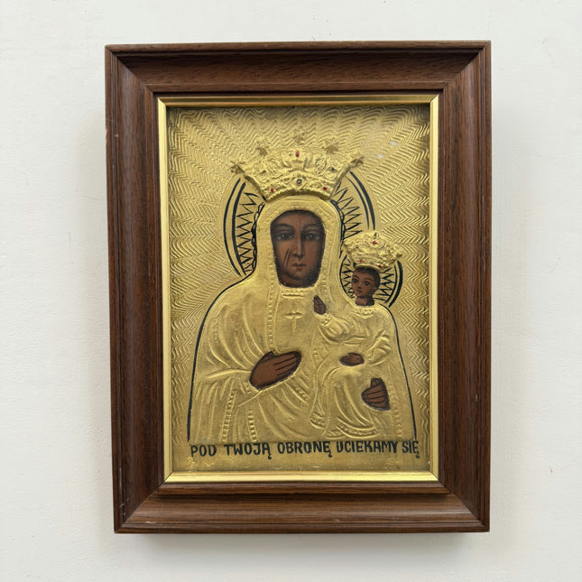 Authentic Religious  Oil Painting "Crowned Madonna" Elegant Small Art Holland Art Shop