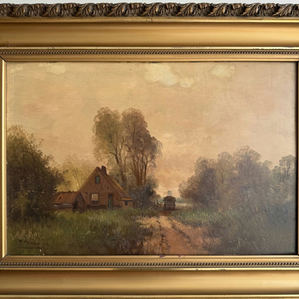 Rustic Landscape Oil Painting "Golden Frame" Traditional Artwork Holland Art Shop