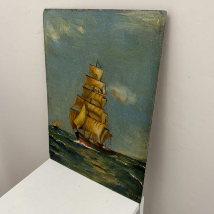 Rustic Seascape Oil Painting "Sailing Ship" Classic French Artwork Holland Art Shop