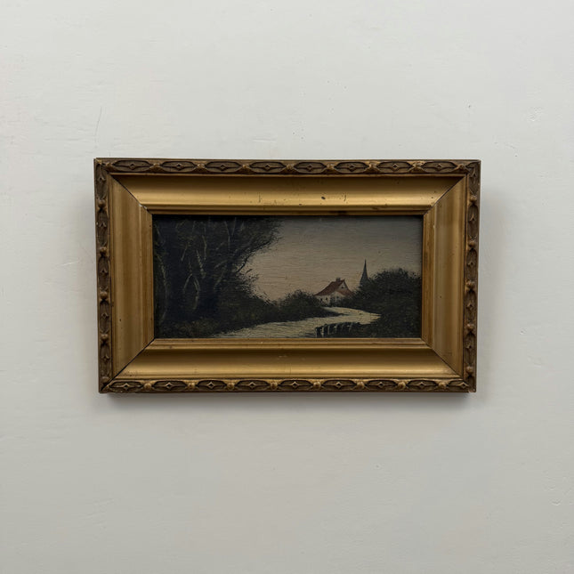 Vintage Landscape Oil Painting "Gilded Frame" Handcrafted Small Artwork Holland Art Shop