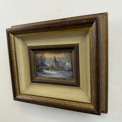 Original Winter Landscape Oil Painting "Gilded Frame" Elegant Small Art Holland Art Shop