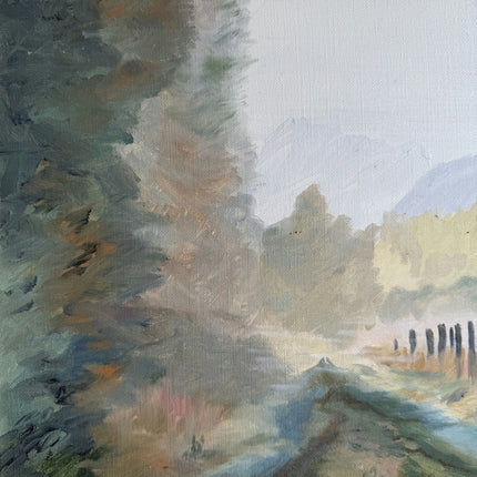 Handcrafted Landscape Oil Painting "Wooden Fence" Authentic Artwork Holland Art Shop