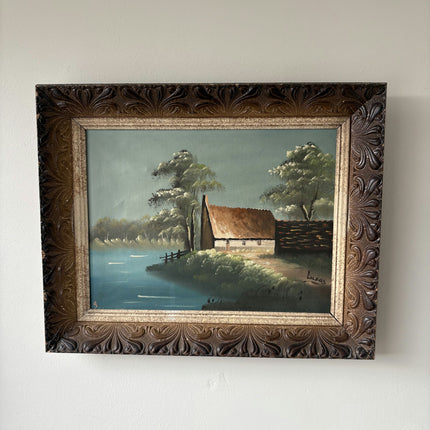 Authentic Landscape Oil Painting "Thatched Barn" Elegant Art Holland Art Shop