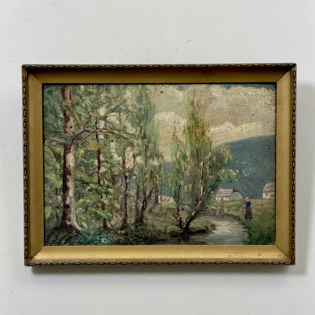 19th Century Antique Landscape Oil Painting "Framed Painting" Small Art Holland Art Shop