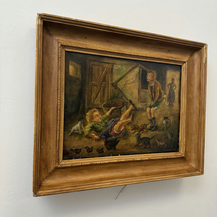Handcrafted Figurative Oil Painting "Boy Falling" Expressive Art Holland Art Shop