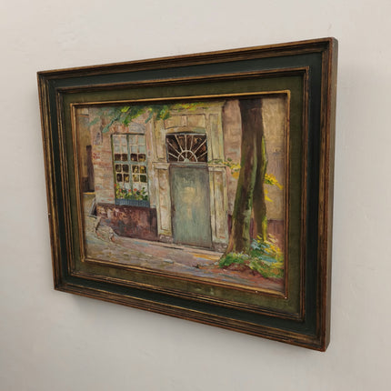 Original Cityscape Oil Painting "Wooden Door" Authentic Artwork Holland Art Shop