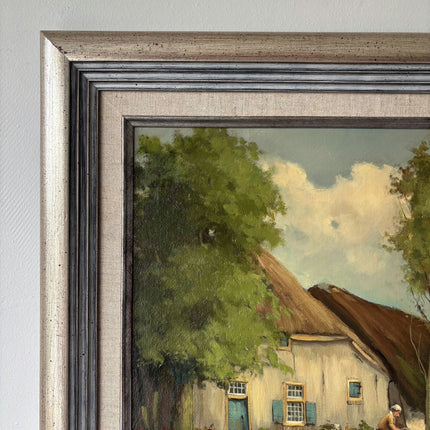 Detailed Farm Oil Painting "Thatched Cottage" Refined Artwork Holland Art Shop
