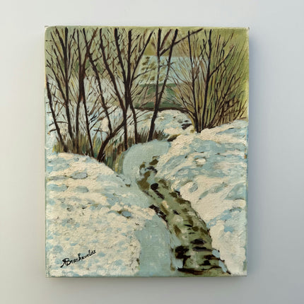 Classic Winter Landscape Oil Painting "Snow Stream" Refined Small Art Holland Art Shop