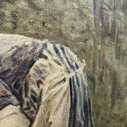 Rustic Figurative Oil Painting "Bending Woman" Detailed Art Holland Art Shop