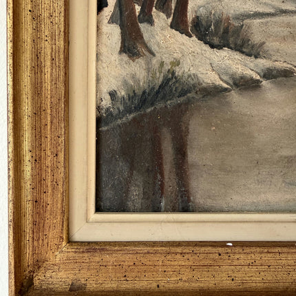 Traditional Oil Painting Winter Landscape "Winter Trees" Expressive Small Art Holland Art Shop