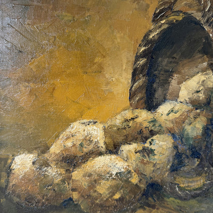 Handcrafted Still Life Oil Painting "Rope Basket" Elegant Art Holland Art Shop
