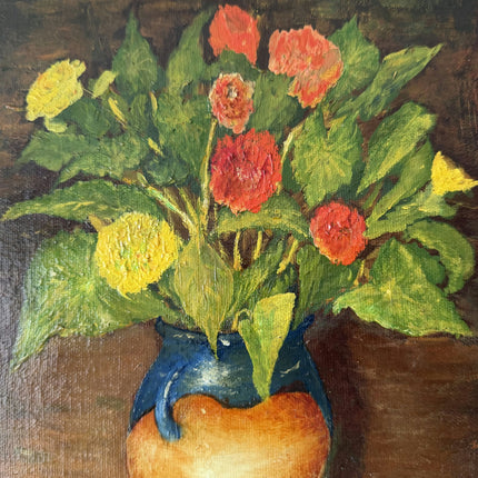 Vintage Still Life Oil Painting "Flower Vase" Expressive Small Art Holland Art Shop