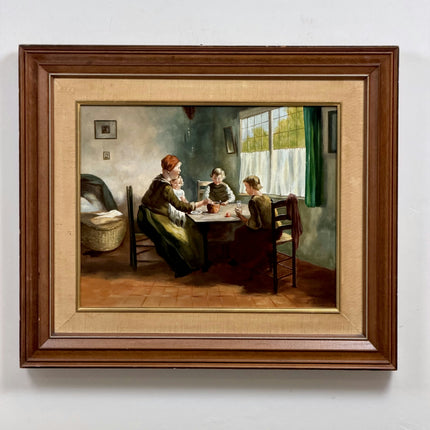 Original Interior Oil Painting "Family Dinner" Expressive Large Art Holland Art Shop