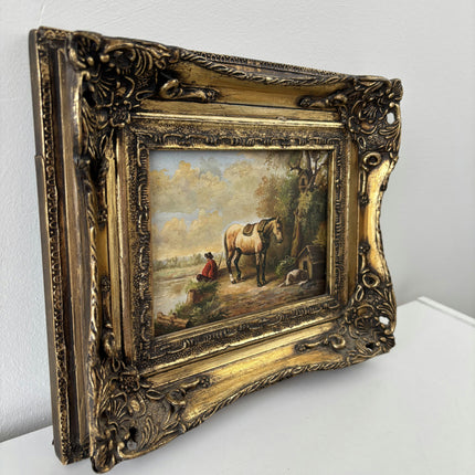 19th Century Oil Painting Figurative "Saddle Horse" French Artwork Holland Art Shop