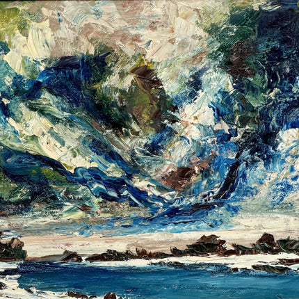 Detailed Northern Light Landscape Oil Painting "Rough Sea" Expressive Artwork Holland Art Shop