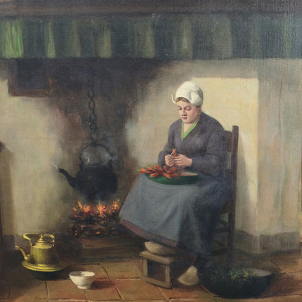 Expressive Interior Oil Painting "Seated Woman" Rustic Artwork Holland Art Shop