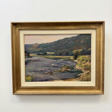 Handcrafted Landscape Oil Painting "River Bend" Vintage Art Holland Art Shop