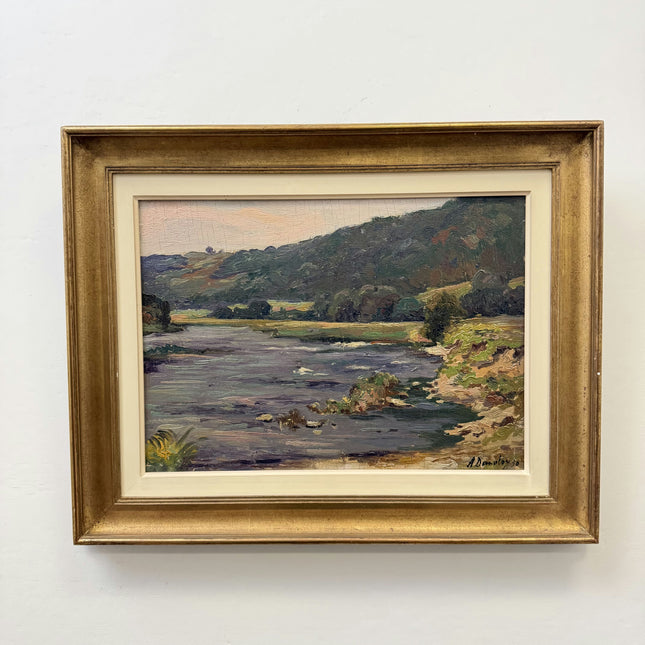 Handcrafted Landscape Oil Painting "River Bend" Vintage Art Holland Art Shop