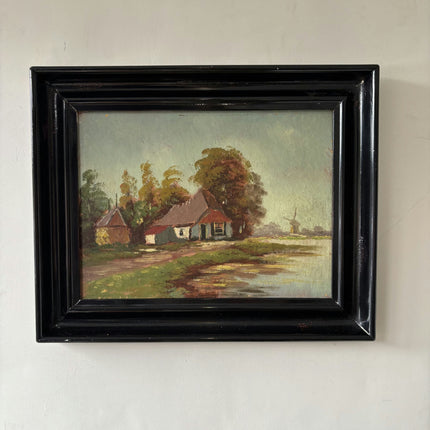 Timeless Farm Oil Painting "Red Roofhouse" Traditional Small Artwork Holland Art Shop