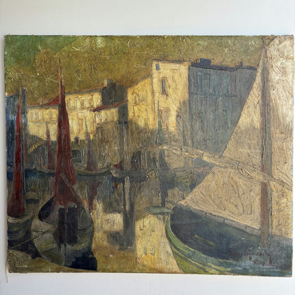 Handcrafted Harbor Scene Oil Painting "Venetian Gondola" Timeless Artwork Holland Art Shop