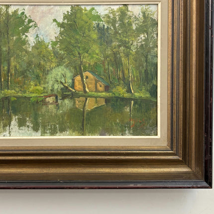 Refined Landscape Oil Painting "Wooden Cabin" Original Art Holland Art Shop