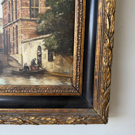 Intriguing Oil Painting Cityscape "Canal Bridge" The Hague (Netherlands) Artwork Holland Art Shop
