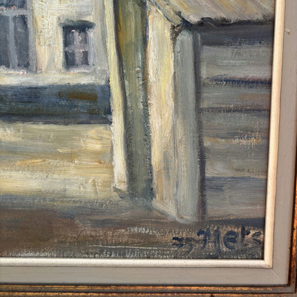 Original Cityscape Oil Painting "Village Church" Vintage Large Art Holland Art Shop